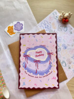 vintage cake-confetti birthday card
