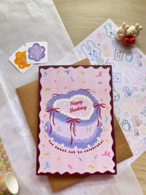 vintage cake-confetti birthday card