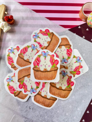 hare in a basket sticker